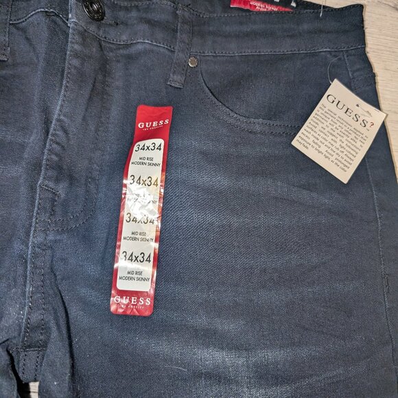 NWT Mens GUESS Mid Rise Modern Skinny Black Jeans Size 34 x 34 - Picture 5 of 8